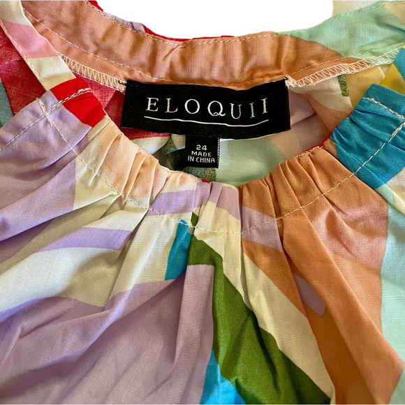 Eloquii Plus Size Colorful Crop Top - NWT - Elastic Waist - High Neck - Size 24 - Picture 2 of 3